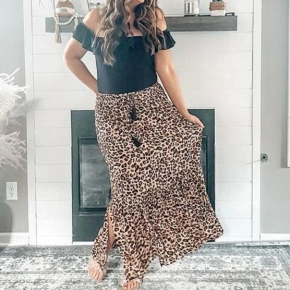 Animal Leopard Print Fringe Detail maxi Skirt - Picture 8 of 8